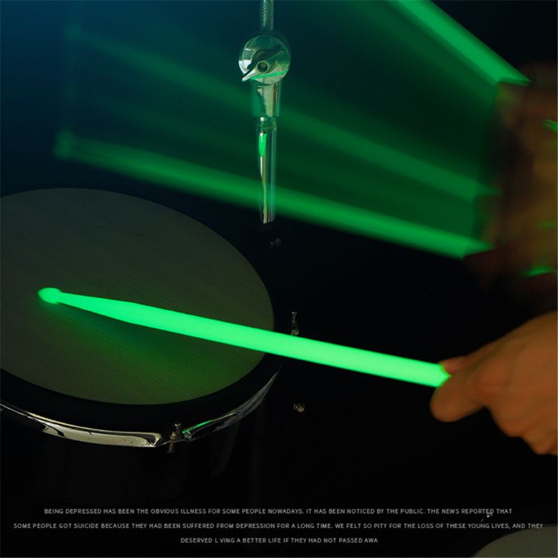 2Pcs Stick Drum Impor Glow In The Dark aksesoris drum Alat Musik Stik Drum Ukuran 5A Stick Drum