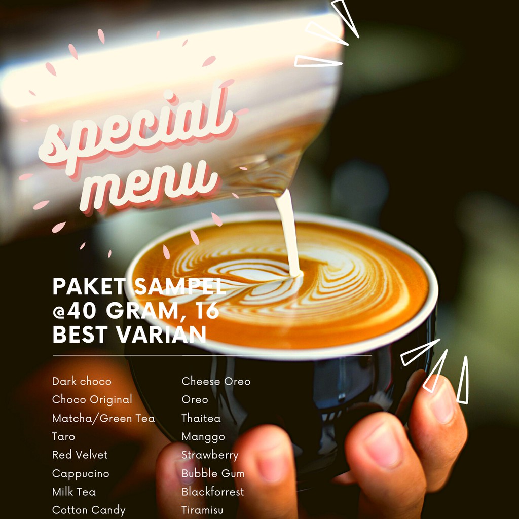 

bubuk minuman / bubuk minuman rasa /serbuk minuman/ sammpel minuman 16 rasa