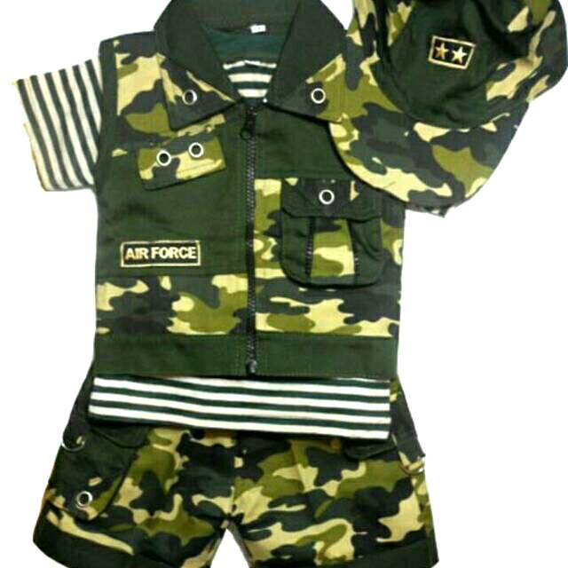 Setelan Army UKURAN BESAR 5-7 thn' Baju anak laki tentara  setelan anak tentara baju topi army anak