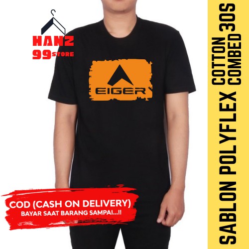 Kaos Pendaki Lengan Pendek Murah Baju Gunung Pria Warna Hitam Eiger1