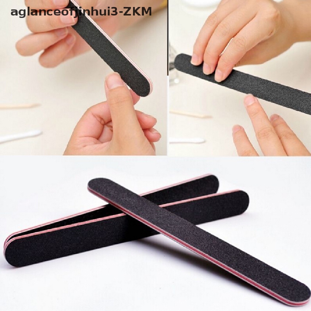 1 Pc File Buffer Grits 100 / 180 Sisi Ganda Warna Hitam Untuk Nail Art Manicure