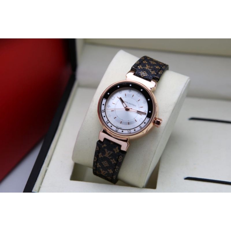 Jam Tangan Fashion Wanita LV 10-0LV Tali Kulit Free Box - COD