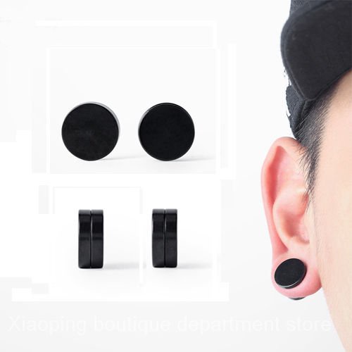 [1 Pasang] Anting Magnet Hitam Pria Wanita Anting  Klip Tanpa Tindik Anting BTS Korea Wanita Cowok Kekinian Aksesoris Fashion