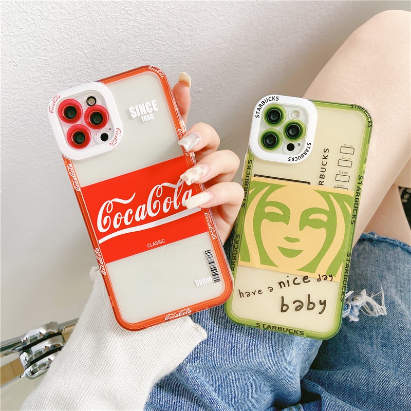 Coca-cola Soft Case Silikon TPU Transparan Anti Jatuh Cover iPhone 13 12 7 8 Plus X XS Max XR 11 Pro Max