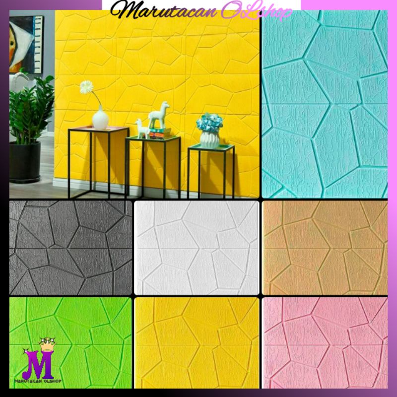 Wallpaper Dinding Sticker Foam / Wallfoam Brickfoam 3D Motif Corak Batu / Motif Batik