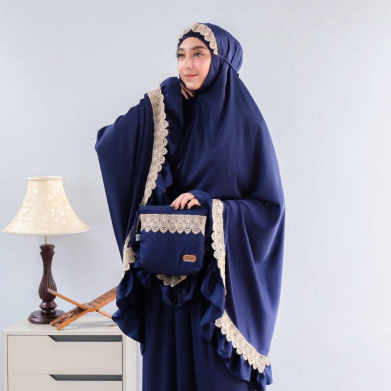 mukena syari silky premium renda tile | renda bordir