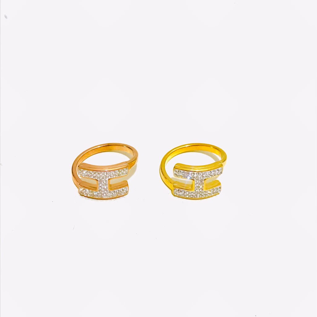 Cincin Titanium Wanita Lapis Emas Anti Karat CT-47