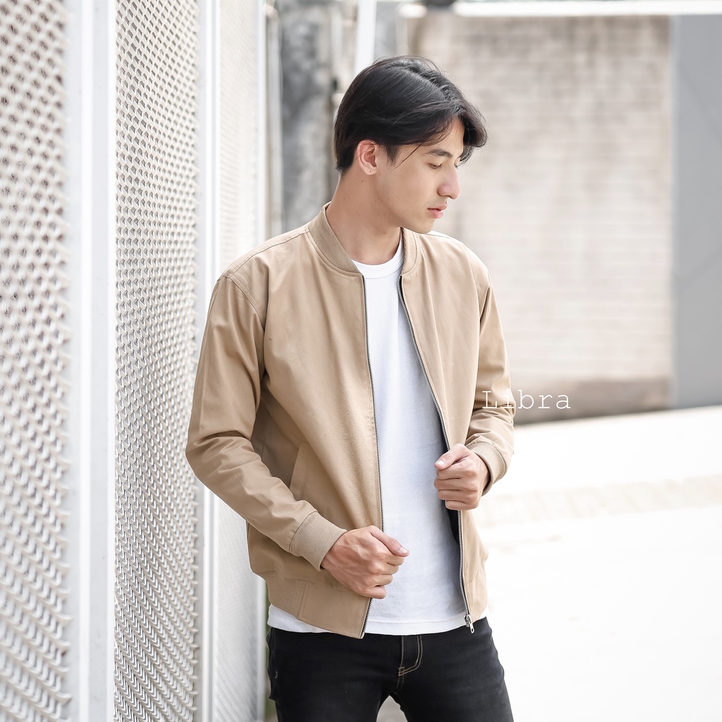 Libra Jaket Canvas Bomber Pria Premium-Cream