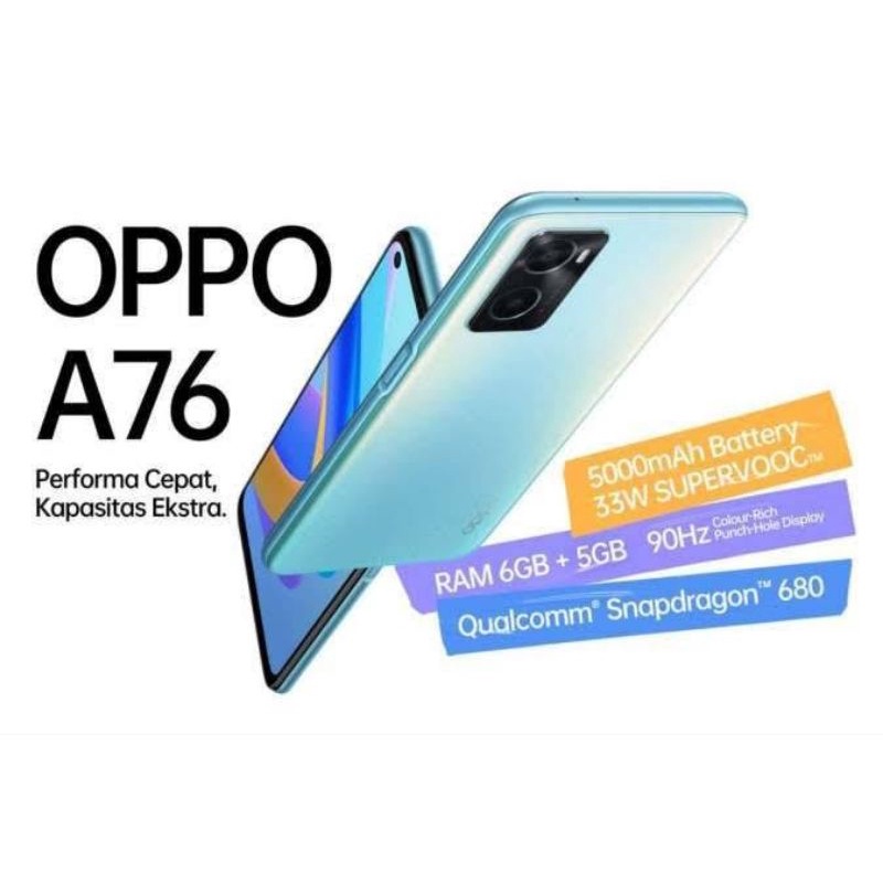 OPPO A76 4G RAM 6/128GB - Garansi Resmi (6/128)