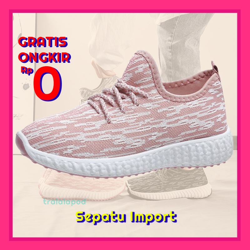 Sepatu Sneakers Wanita Import Korea Tali Rajut Sepatu Snekers Snakers Wanita Kekinian Impor Terbaru 