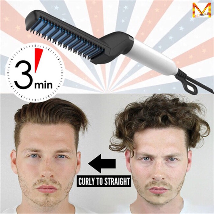 Multifunction Men Hair Styling Comb Straightener Curling Quick Hair Styler Massage Comb