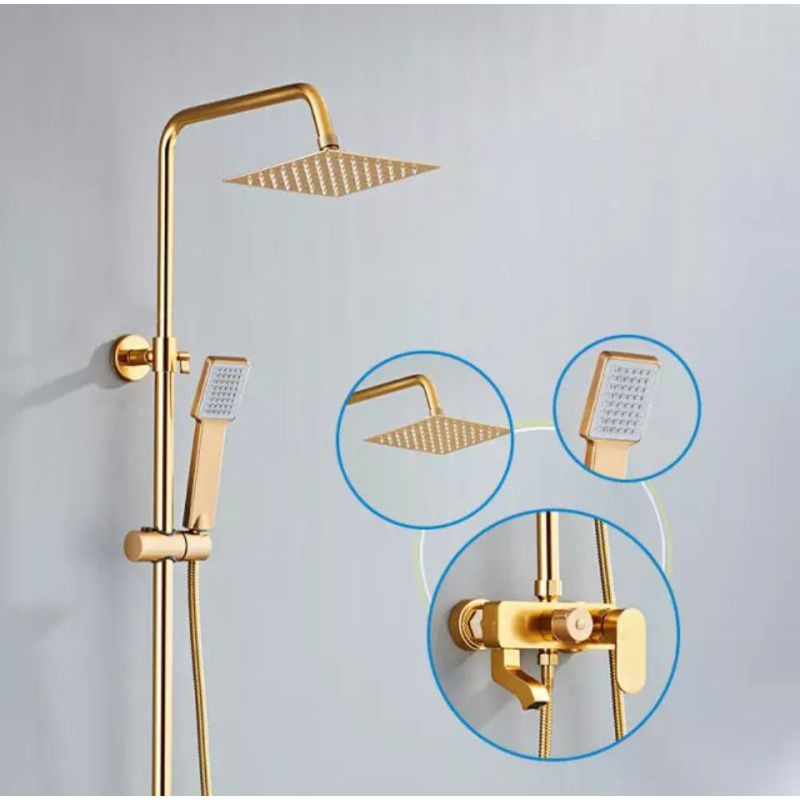 Shower Tiang Gold Mixer panas dingin / Rain shower