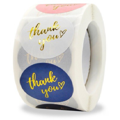 

TQ043 Per Pcs Sticker Label Tempel Aneka Warna Thank You Sambung Gold Heart D 2.5 Cm Bulat