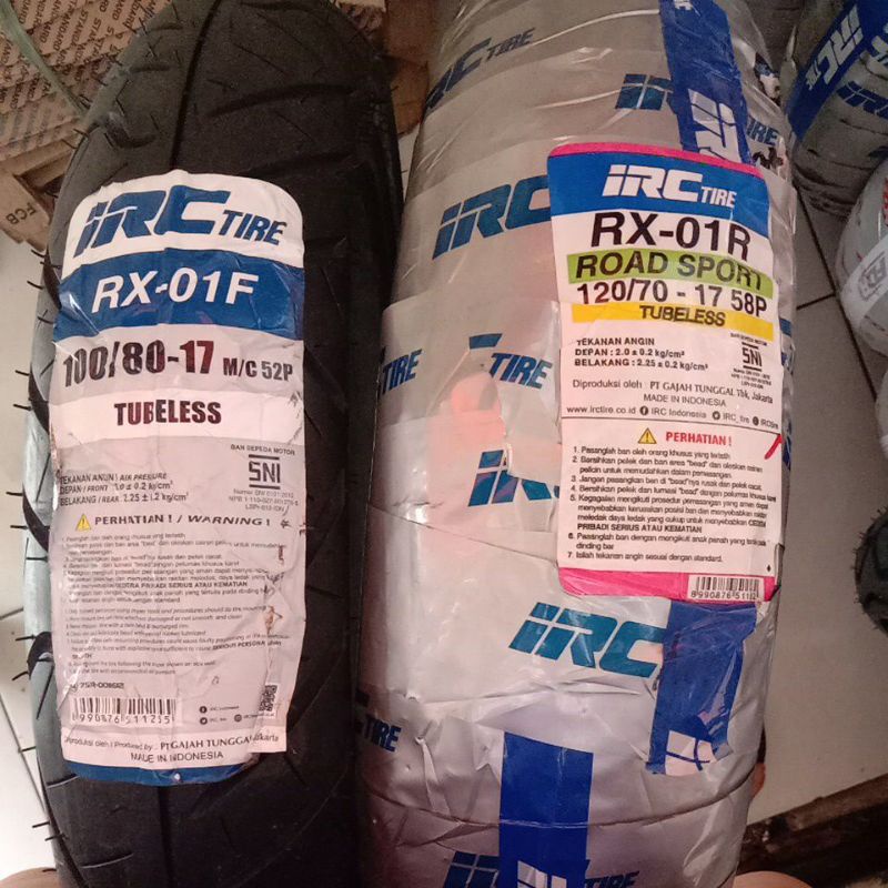 *BAN TUBLES IRC ukuran 100/80 dan 120/70 Ring 17 (1set ban depan belakang motor Byson)