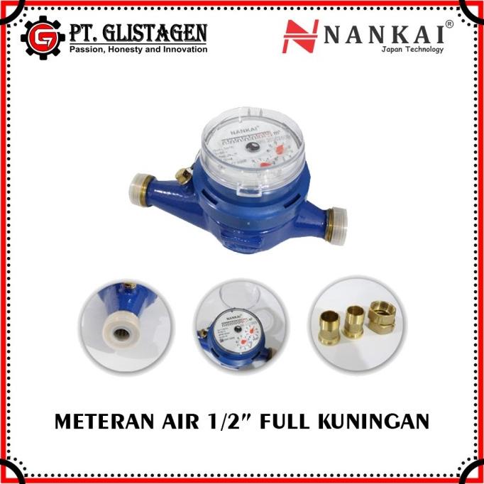 Meteran Air 1/2" Water Meter Kuningan Asli 1/2 Inch Nankai SNI