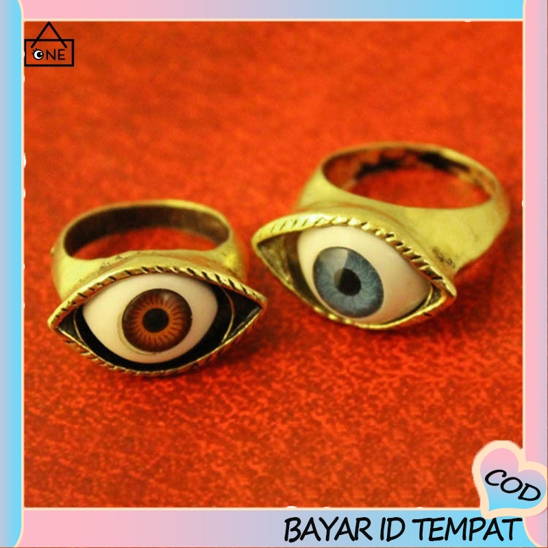 COD❤️Cincin Gotik Untuk Wanita Bentuk Mata Vampir Model Besar Gaya Retro Fashion A.One