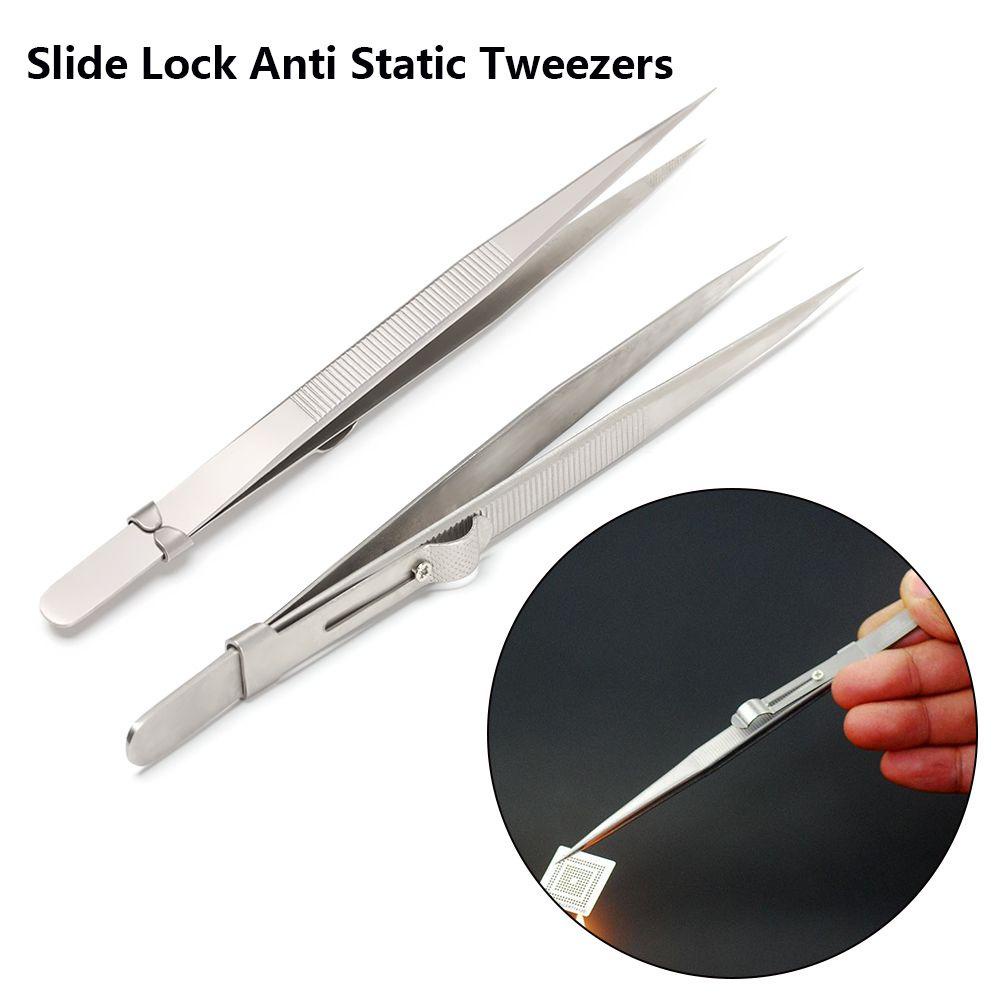 R-flower Slide Lock Tweezer Stainless Steel Memegang Alat Perbaikan Ketat Bermanfaat