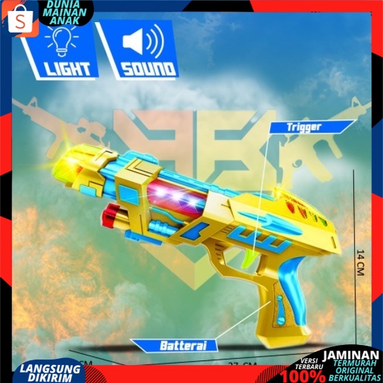 Mainan anak Pistol Lampu Disco Space Gun Music Light Tembakan Baterai Bersuara