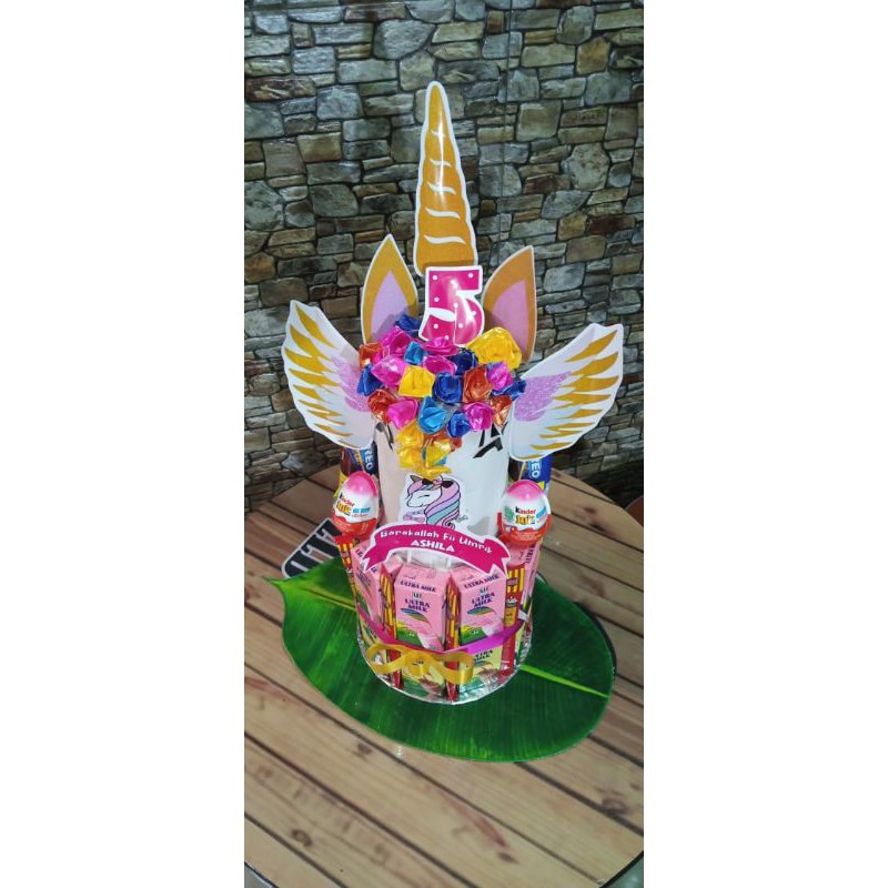 set topper unicorn (tanduk, kuping, sayap,angka & topper nama)