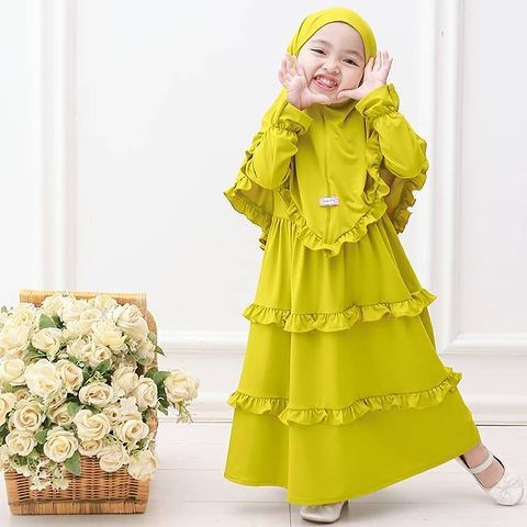 Gamis Kanaya Set By Cutie Pie / Gamis Anak Ready Xs Dan S