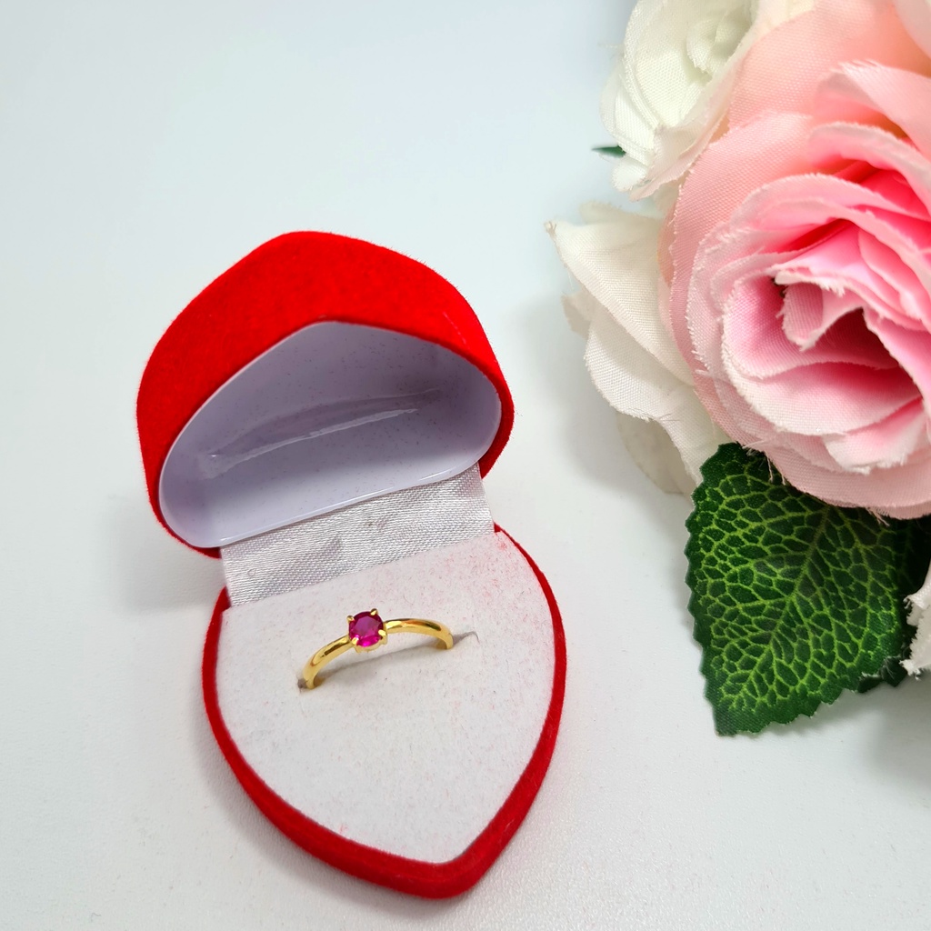 Cincin Emas Muda Mata 1 Merah Segram