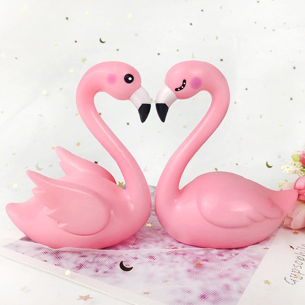 Ornamen Topper Kue Desain Flamingo Dengan Lampu Untuk Dekorasi Pesta Ulang Tahun