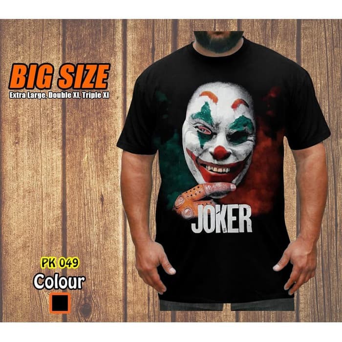 Kaos Big Size Joker Clown Movie Baju Jumbo XL-XXXL Pria Superhero Rhymes Import