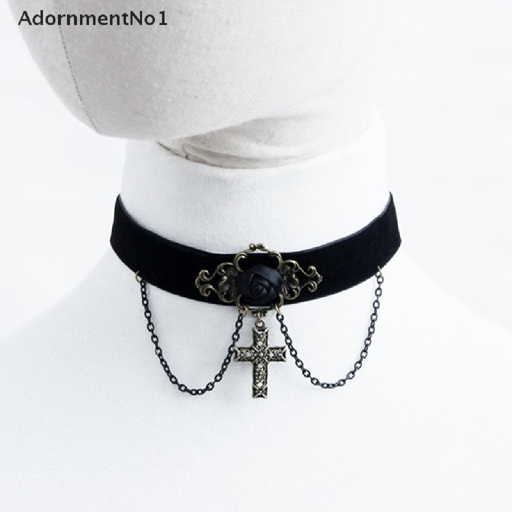 (AdornmentNo1) 1pc Kalung Choker Rantai Pendan Salib Yesus Gaya Vintage Untuk Wanita