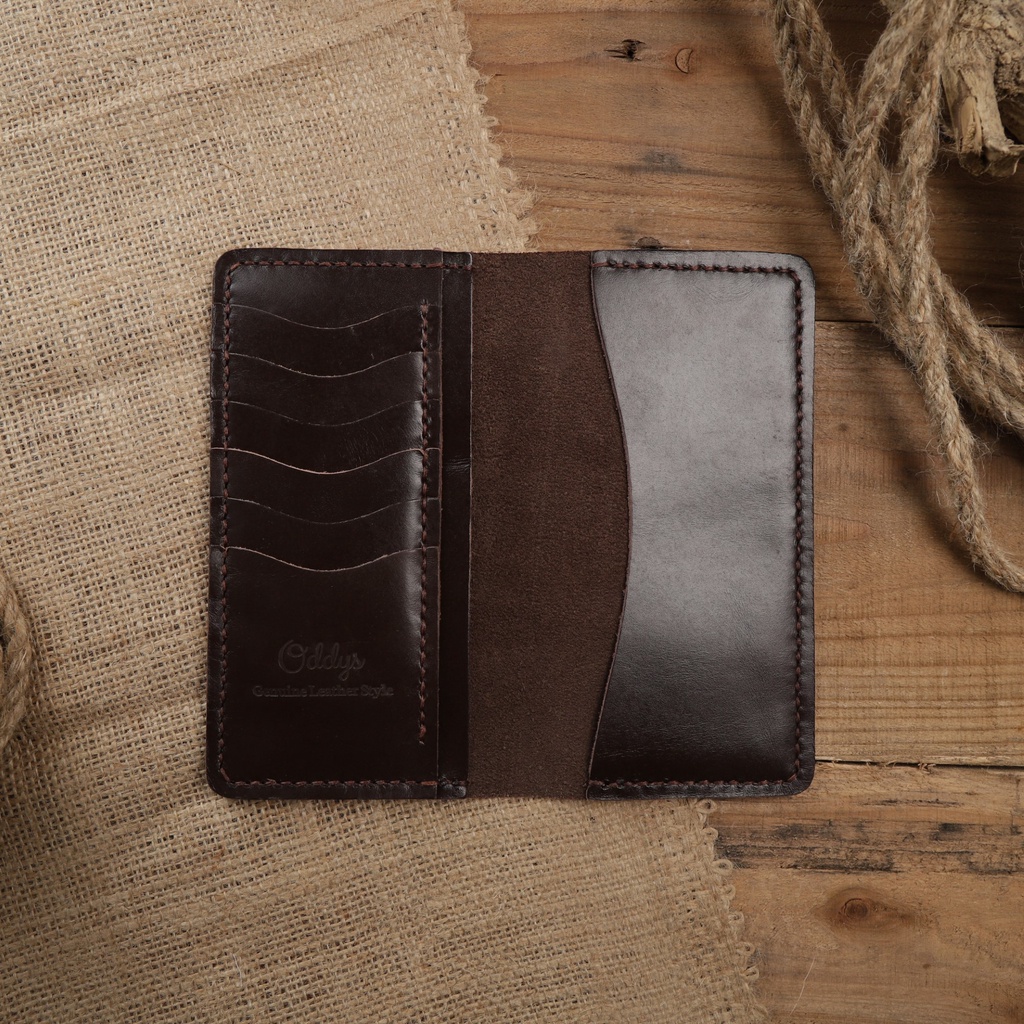 Dompet Panjang Kulit Asli Pull Up Seri CABRIOLE Warna Coklat Tua - Leather Phone Wallet