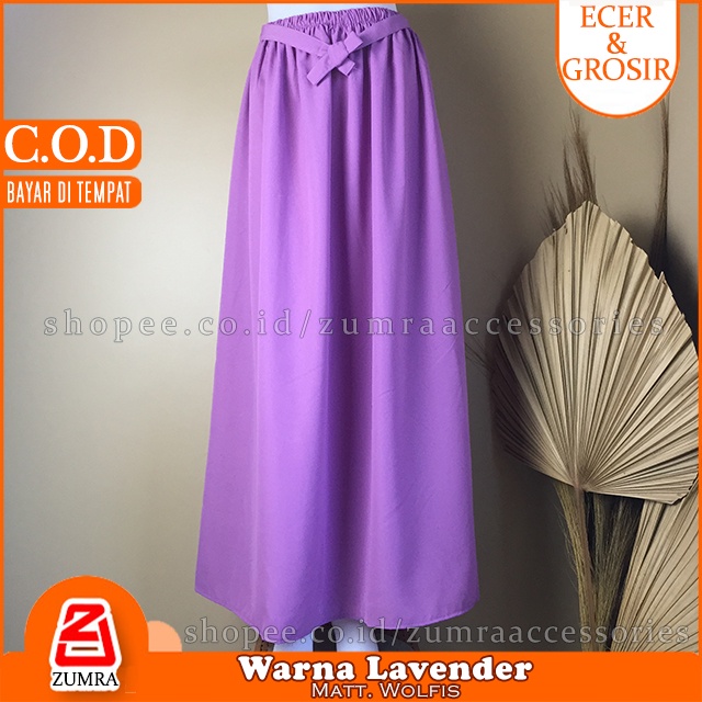 [COD] Rok Basic Pita bawahan wanita Wolfis best seller Skirt Ribbon Woolpeach