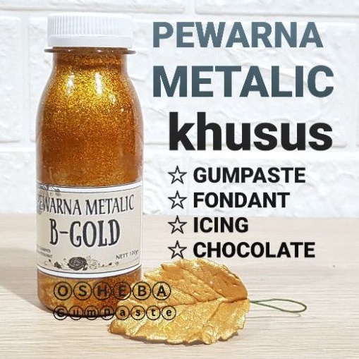 

[osheba] gumpaste pewarna metalic B- GOLD 100gr