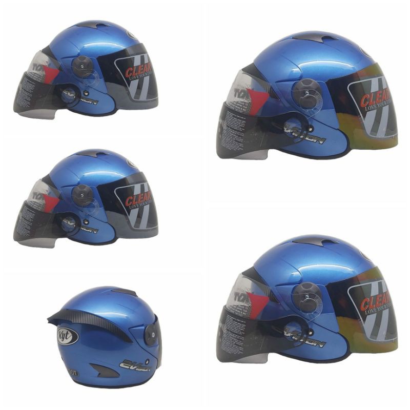 Helm Kyt 2 Vision Paket Ganteng Cristal Blue