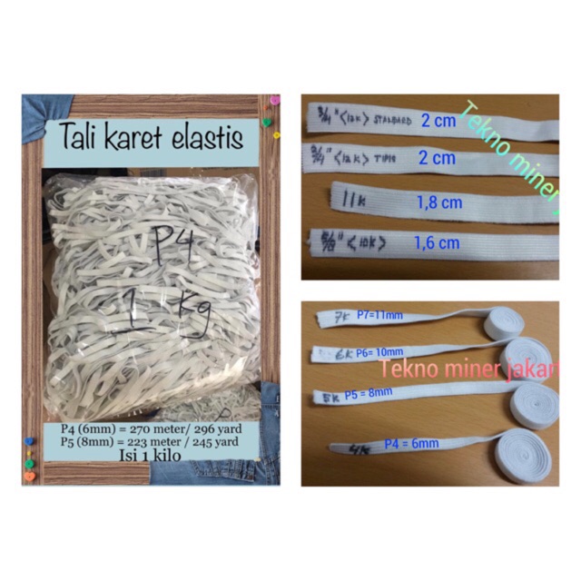  Karet  elastis 1  kg  P4 6mm P5 8mm P6 P7 P8 P10 