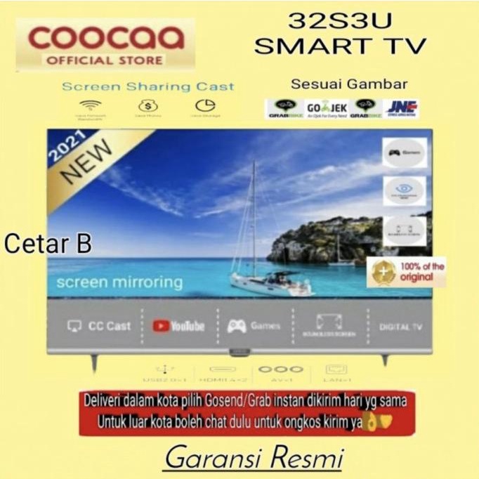 CooCaa 32S5C Smart TV 32 Inci OLED dengan Android 9.0 dan Active HDR