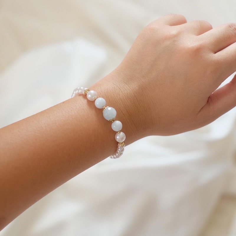 Ark.co - BUBBA jade pearl bracelet gelang serut adjustable beads