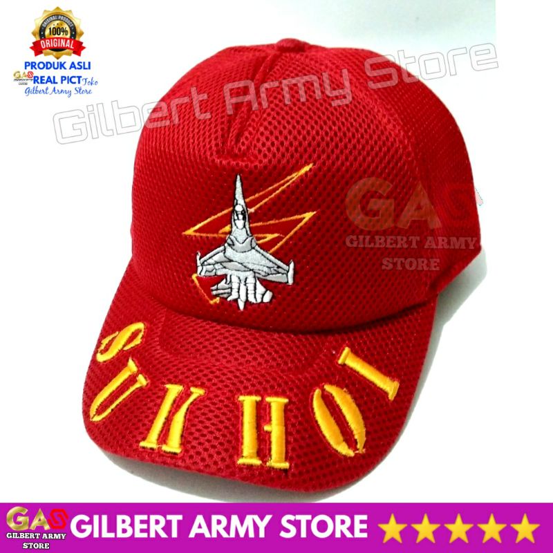 GILBERT ARMY STORE Terbaru Topi Sukhoi Jaring kualitas premium tni Au original