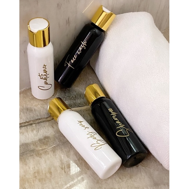 botol 100ml HITAM/PUTIH TRAVEL SIZE gold new LUXURY. aesthetic bottle tempat sabun cair mandi estetik