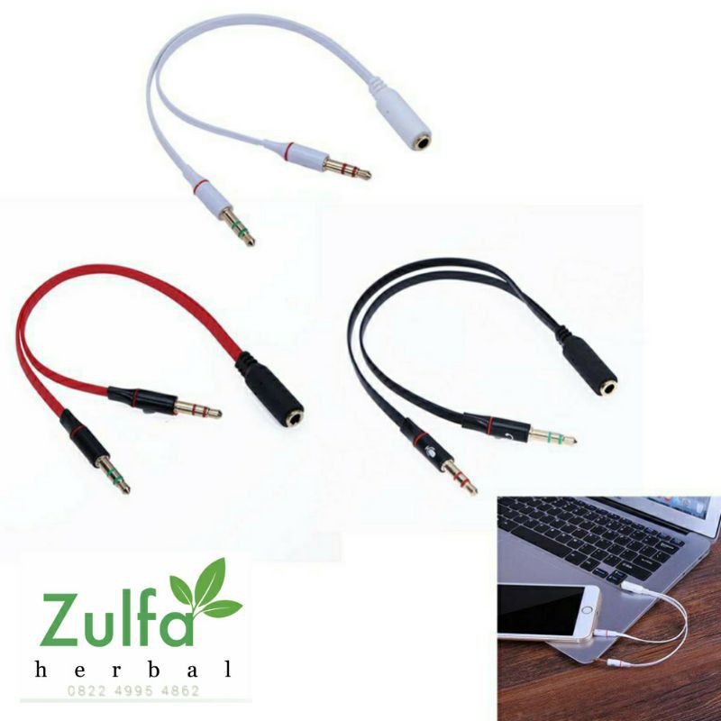 Jual Kabel Audio Splitter Female Male Cable Spliter Jack Mic Dan