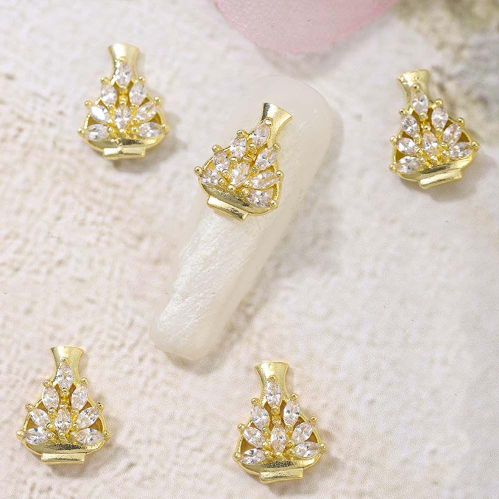 AUGUSTINA Agustina Ikatan Simpul Kuku Berlian Imitasi Emas&amp;Perak Fashion 3D Kuku Pesona DIY Nail Art Manicure Nail Art Ornamen Perhiasan Kuku Kristal