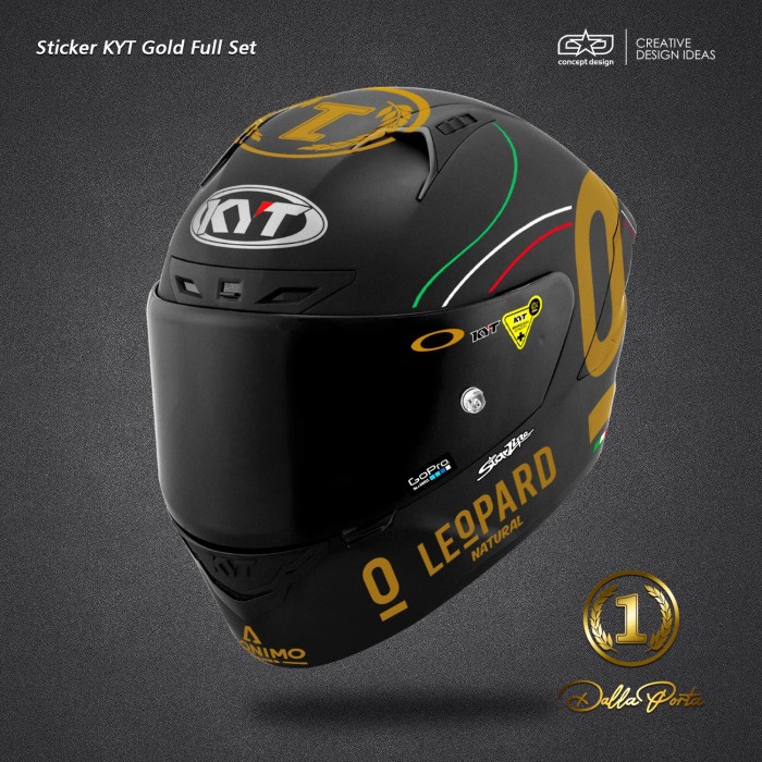 Ds20D2 Sticker Helm Kyt Full Set Gold Leopard Vx20V