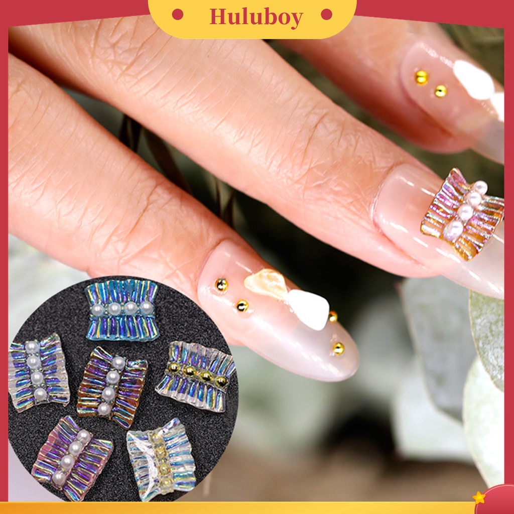 Huluboy Huluboy♡ 3pcs Stiker Kuku 3D Bahan Resin Efek Natural Elegan Untuk Nail Art