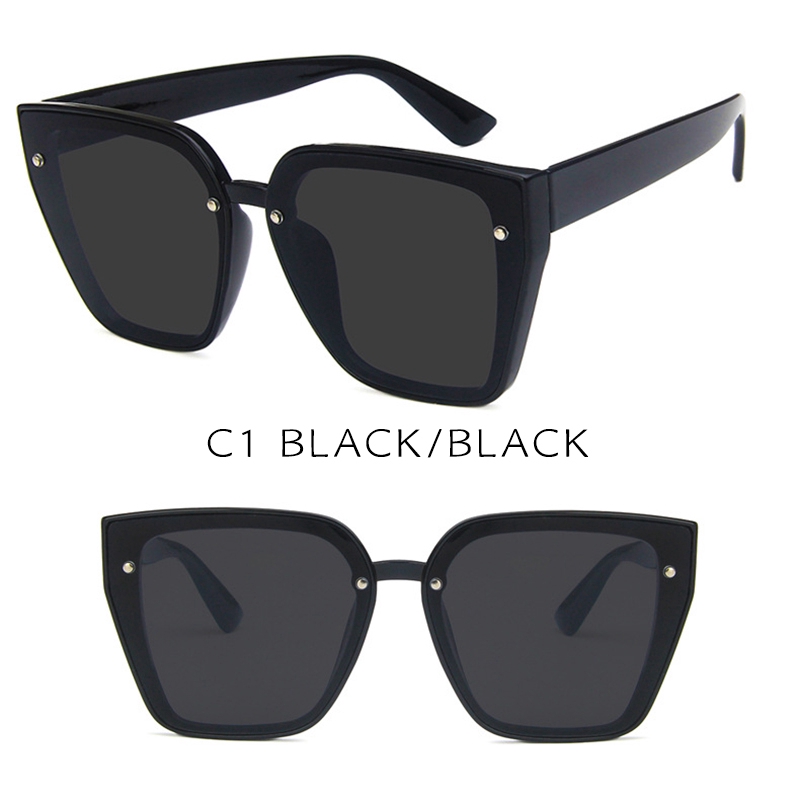 (YUZHU) Bayar di Tempat Korean Fashion Square Oversized Wanita Kacamata Mata Kucing Sunglasses Cat Eye