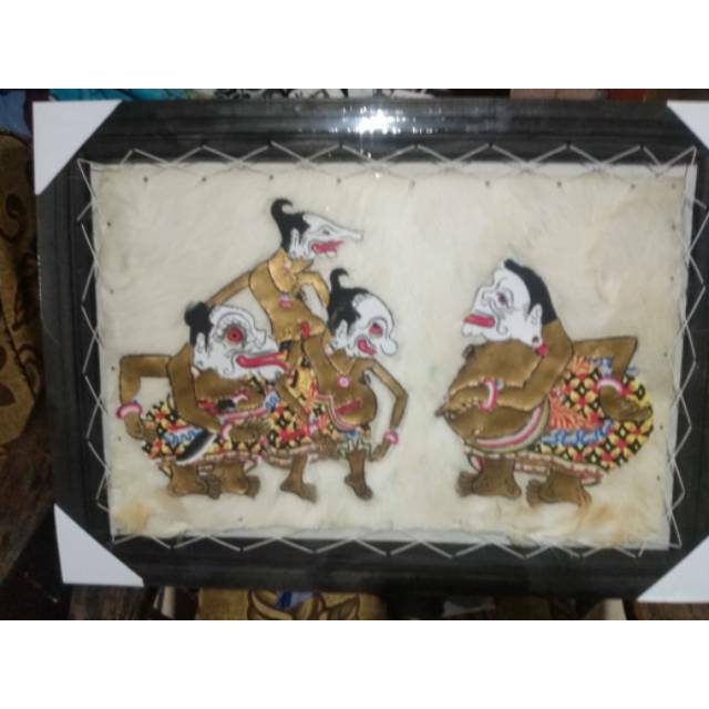 LUKISAN WAYANG KULIT PUNAKAWAN JUMBO 70x50 cm BAGONG SEMAR GARENG PETRUK - DEKORASI RUMAH MURAH