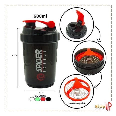 BOTOL MINUM SHAKER SPIDER Air Susu Bubuk Gym Fitnes Fitness 600ML Tumbler Gym Olahraga Smart Shaker SmartShaker [MG04]