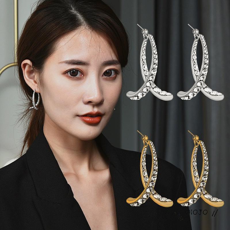 Anting Tusuk Silver S925 Desain Salib Hias Berlian Imitasi Untuk Wanita - ol2