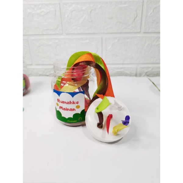 MAINAN MONTESSORI SENSORY BUSY JAR MAINAN EDUKASI ANAK POMPOM PUSH STICK JAR TAGGIE JAR BUTTON PUSH