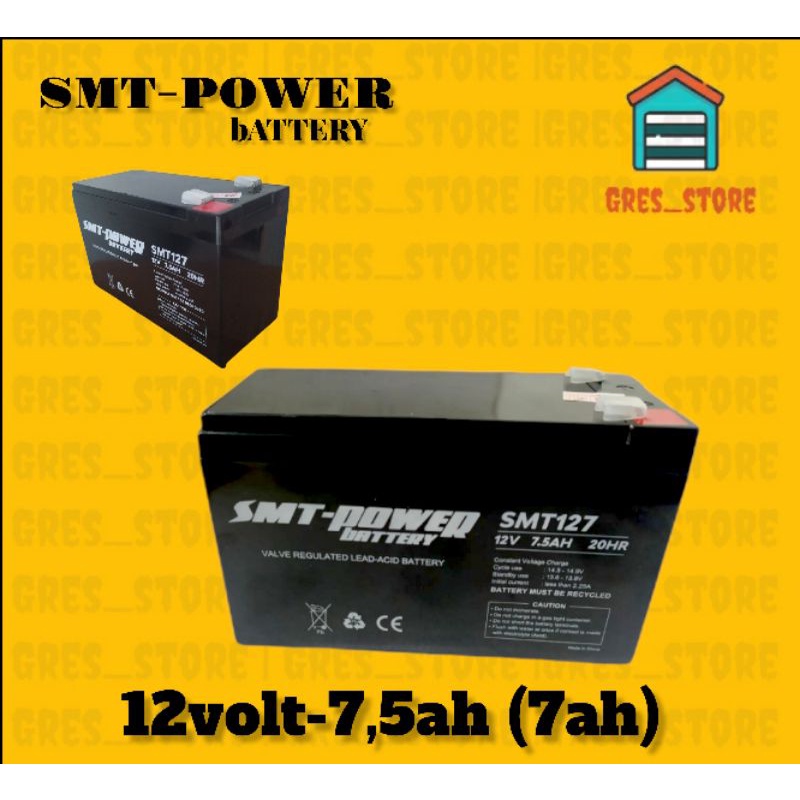 aki UPS AKI SPRAYER aki MOBIL MAINAN 12V 7.5AH  12v 7ah SMT POWER BATTERY ALAT SEMPROT SMT 7AH ORIGI
