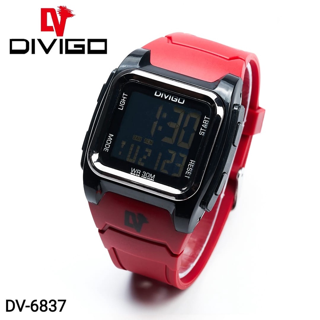 Jam Tangan Pria Digital DIVIGO DV-6837 Man / Jam Tangan Digital LED Original Water Resistant 3ATM