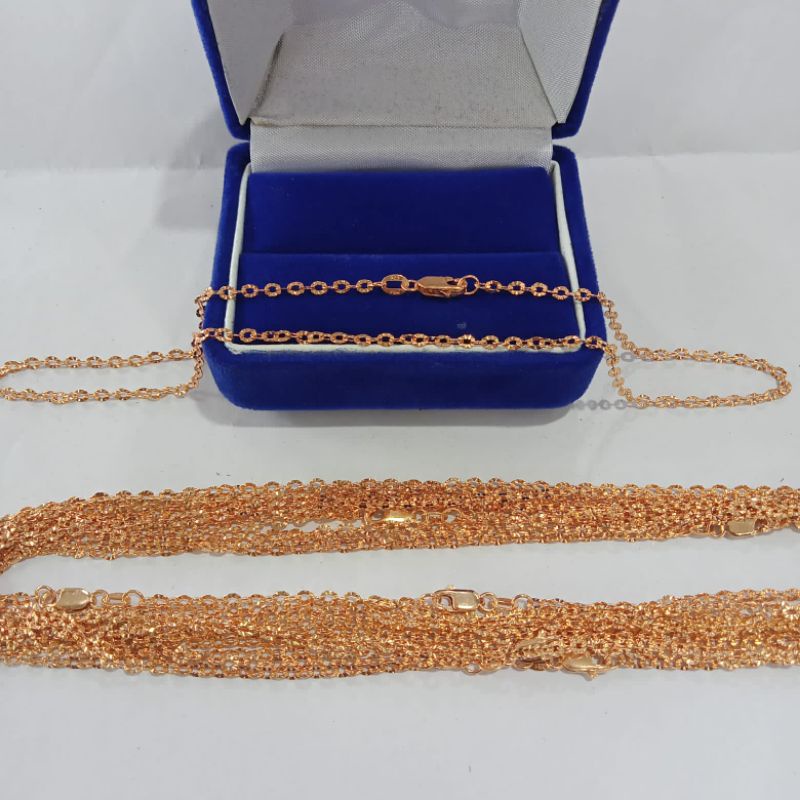 Kalung Holo Ukir Anak, Perak 925, Sepuh Emas Rosegold