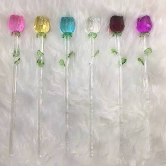 MurahBunga tulip kristal 30 cm set6/ bunga kristal set6